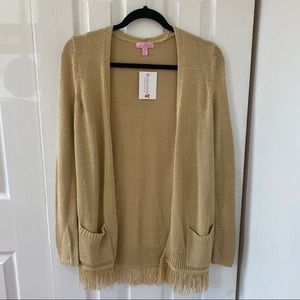 Lilly Pulitzer gold open cardigan size XS